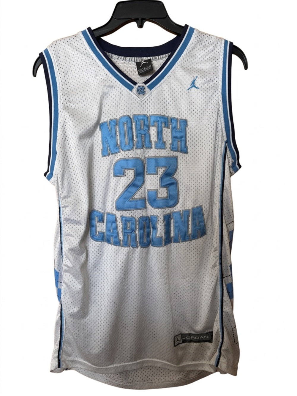Jordan White and Carolina Blue Basketball Jersey with Jumpman